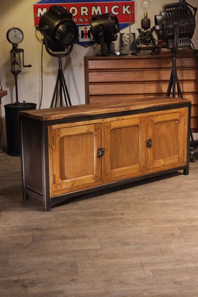 meuble de metier ancien metal bois